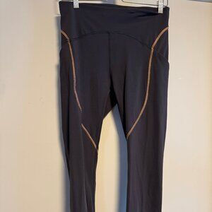 Lululemon Black High-Rise Leggings with Contrast Stitching | Size 10